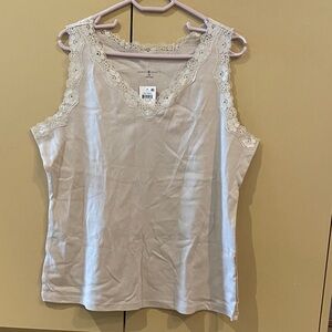 Karen Scott beige tank top with lace trim - 1X